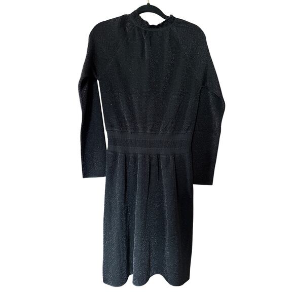 Tory Burch Black Metallic Long Sleeve Isabelle Dress Medium - Picture 5 of 8